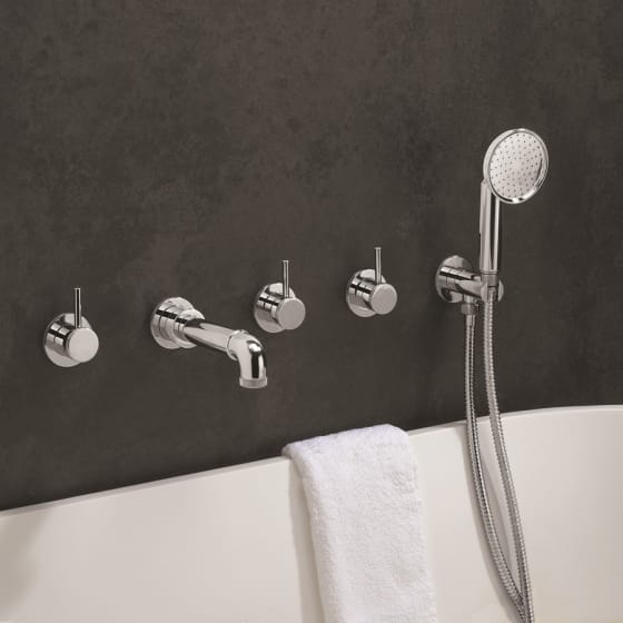 Image of Crosswater MPRO Industrial 5 Hole Bath Filler Set & Shower Handset