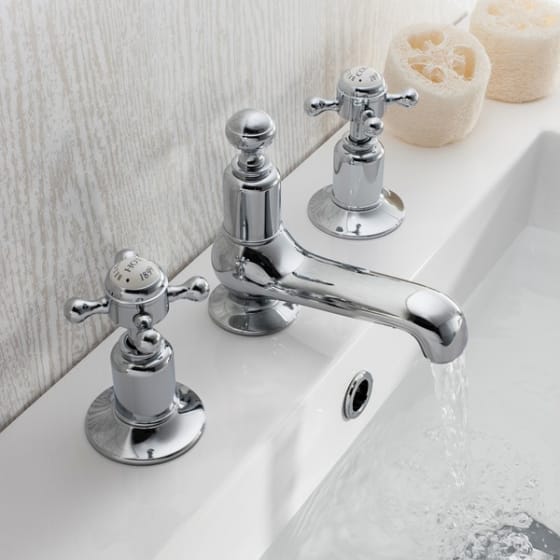 Image of Crosswater Belgravia Deck Mounted 3 Hole Basin Tap Set