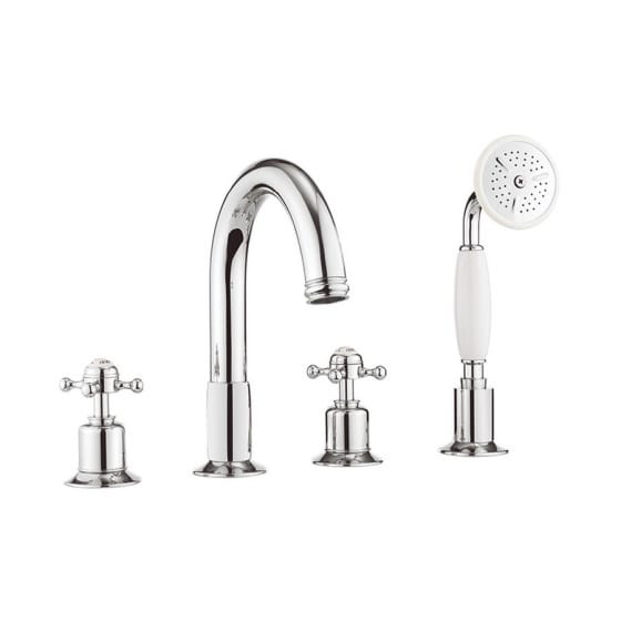 Image of Crosswater Belgravia Deck Mounted 4 Hole Bath Tap Set With Shower Handset