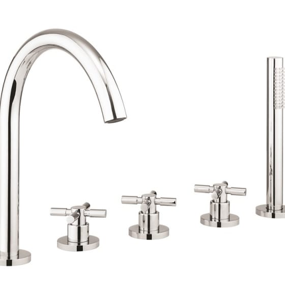 Image of Crosswater Totti II 5 Hole Bath Tap Set With Shower Kit