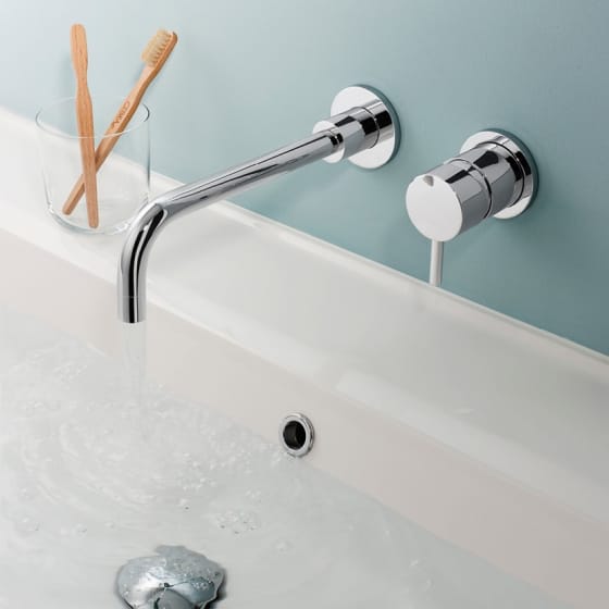 Image of Crosswater Kai Lever Wall Mounted 2 Hole Basin Tap Set