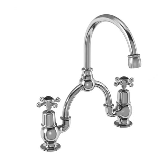 Image of Burlington Traditional 2 Tap Hole Basin Mixer Tap With Curved Spout