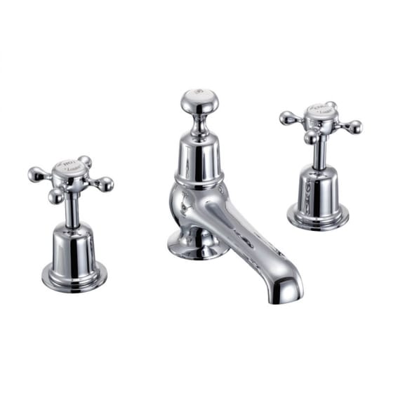 Image of Burlington Traditional 3 Tap Hole Basin Mixer Tap With Pop-up Waste