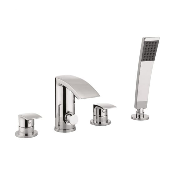 Image of Crosswater Flow Deck Mounted 4 Hole Bath Tap Set With Shower Kit