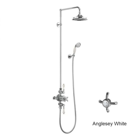 Image of Burlington Avon Dual Outlet Thermostatic Exposed Shower Valve With Shower Head & Handset