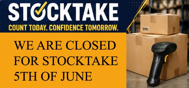 We will be closed on Friday the 5th of June for a stocktake