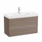 Image of Roca Ona: Unik Wall-Hung Bathroom Vanity Unit with 2 Drawers and Basin (1000mm)