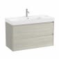 Image of Roca Ona: Unik Wall-Hung Bathroom Vanity Unit with 2 Drawers and Basin (1000mm)