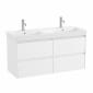 Image of Roca Ona: Unik Wall-Hung Bathroom Vanity Unit with 4 Drawers and 2 Basins (1200mm)