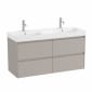 Image of Roca Ona: Unik Wall-Hung Bathroom Vanity Unit with 4 Drawers and 2 Basins (1200mm)