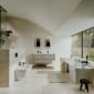 Image of Roca Ona: Unik Wall-Hung Bathroom Vanity Unit with 4 Drawers and 2 Basins (1200mm)