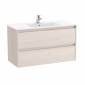 Image of Roca Tenet: Unik Wall-hung Vanity Unit with Two Drawers and Basin (1000mm)