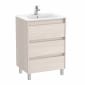 Image of Roca Tenet: Unik Floor Standing Vanity Unit with Three Drawers and Basin (600mm)