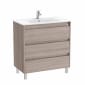 Image of Roca Tenet: Unik Floor Standing Vanity Unit with Three Drawers and Basin (800mm)