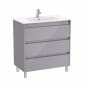 Image of Roca Tenet: Unik Floor Standing Vanity Unit with Three Drawers and Basin (800mm)