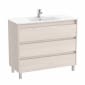Image of Roca Tenet: Unik Floor Standing Vanity Unit with Three Drawers and Basin (1000mm)