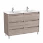 Image of Roca Tenet: Unik Floor-standing Double Vanity Unit with Six Drawers and Two Basins (1200mm)