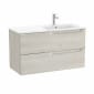 Image of Roca Aleyda: Unik Wall-hung Vanity Unit with Two Drawers and Right-handed Basin (1000mm)