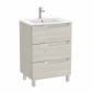 Image of Roca Aleyda: Unik Floor-standing Vanity Unit with Three Drawers and Basin (600mm)