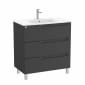 Image of Roca Aleyda: Unik Floor-standing Vanity Unit with Three Drawers and Centred Basin (800mm)