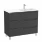 Image of Roca Aleyda: Unik Floor-standing Vanity Unit with Three Drawers and RH Basin (1000mm)