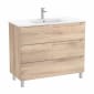 Image of Roca Aleyda: Unik Floor-standing Vanity Unit with Three Drawers and Centred Basin (1000mm)
