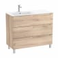Image of Roca Aleyda: Unik Floor-standing Vanity Unit with Three Drawers and LH Basin (1000mm)