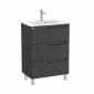 Image of Roca Aleyda: Unik Compact Floor-standing Vanity Unit with Three Drawers and Basin (600mm)