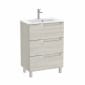Image of Roca Aleyda: Unik Compact Floor-standing Vanity Unit with Three Drawers and Basin (600mm)