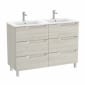 Image of Roca Aleyda: Unik Floor-standing Double Vanity Unit with Six Drawers and Double Basins (1200mm)