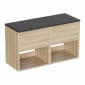 Image of Britton Hackney: Wall-hung Vanity Unit with Marquina Worktop (1000mm)