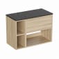 Image of Britton Hackney: Wall-Hung Vanity Unit with Shelves and Marquina Worktop (800mm)