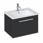 Image of Britton: Shoreditch Wall-hung Vanity Unit with Single Drawer and Note Square Basin (650mm)