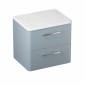 Image of Britton: Camberwell Wall-hung Bathroom Vanity Unit with Two Drawers and Carrara Marble Worktop (600mm)