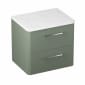 Image of Britton: Camberwell Wall-hung Bathroom Vanity Unit with Two Drawers and Carrara Marble Worktop (600mm)