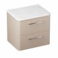 Image of Britton: Camberwell Wall-hung Bathroom Vanity Unit with Two Drawers and Carrara Marble Worktop (600mm)