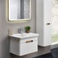 Image of Vitra: Sento Illuminated Wall-hung Bathroom Mirror in Light Oak