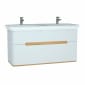Image of Vitra: Sento Wall-hung Washbasin Unit with 2 Drawers & Double Basins (130cm)