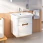 Image of Vitra: Sento Wall-hung Bathroom Vanity Unit with Two Drawers and Basin