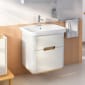Image of Vitra: Sento Wall-hung Bathroom Vanity Unit with Two Drawers and Basin