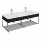 Image of VitrA: Equal Wall-hung Washbasin with Double Basins and Metal Frame (1300mm)
