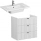 Image of VitrA: Root Groove Wall-hung Vanity Unit With Three Drawers and Basin (800mm)