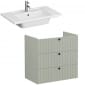 Image of VitrA: Root Groove Wall-hung Vanity Unit With Three Drawers and Basin (800mm)