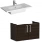 Image of VitrA: Root Flat Wall-hung Vanity Unit in Natural Finish with Doors and Basin (80cm)