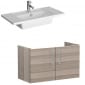 Image of VitrA: Root Flat Wall-hung Vanity Unit in Natural Finish with Doors and Basin (80cm)