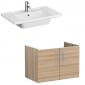 Image of VitrA: Root Flat Wall-hung Vanity Unit with Doors and Basin in Natural Finish (800mm)