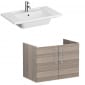 Image of VitrA: Root Flat Wall-hung Vanity Unit with Doors and Basin in Natural Finish (800mm)