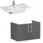 Image of VitrA: Root Flat Wall-hung Compact Vanity Unit with Doors and Basin (800mm)