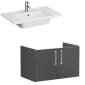 Image of VitrA: Root Flat Wall-hung Compact Vanity Unit with Doors and Basin (800mm)