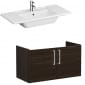 Image of VitrA: Root Flat Wall-hung Vanity Unit with Doors and Basin in Natural Finish (1000mm)